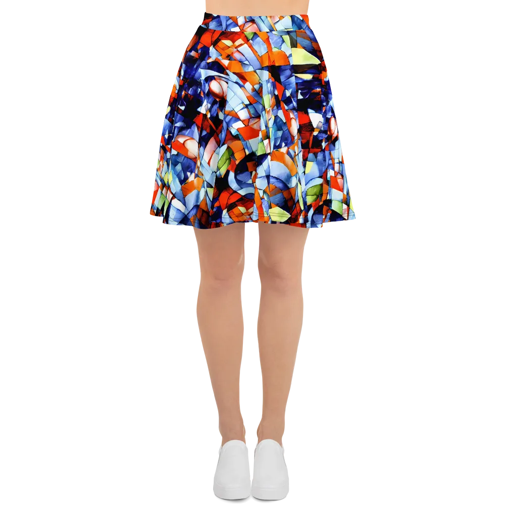 Cubist Current on Skater Skirt — Front