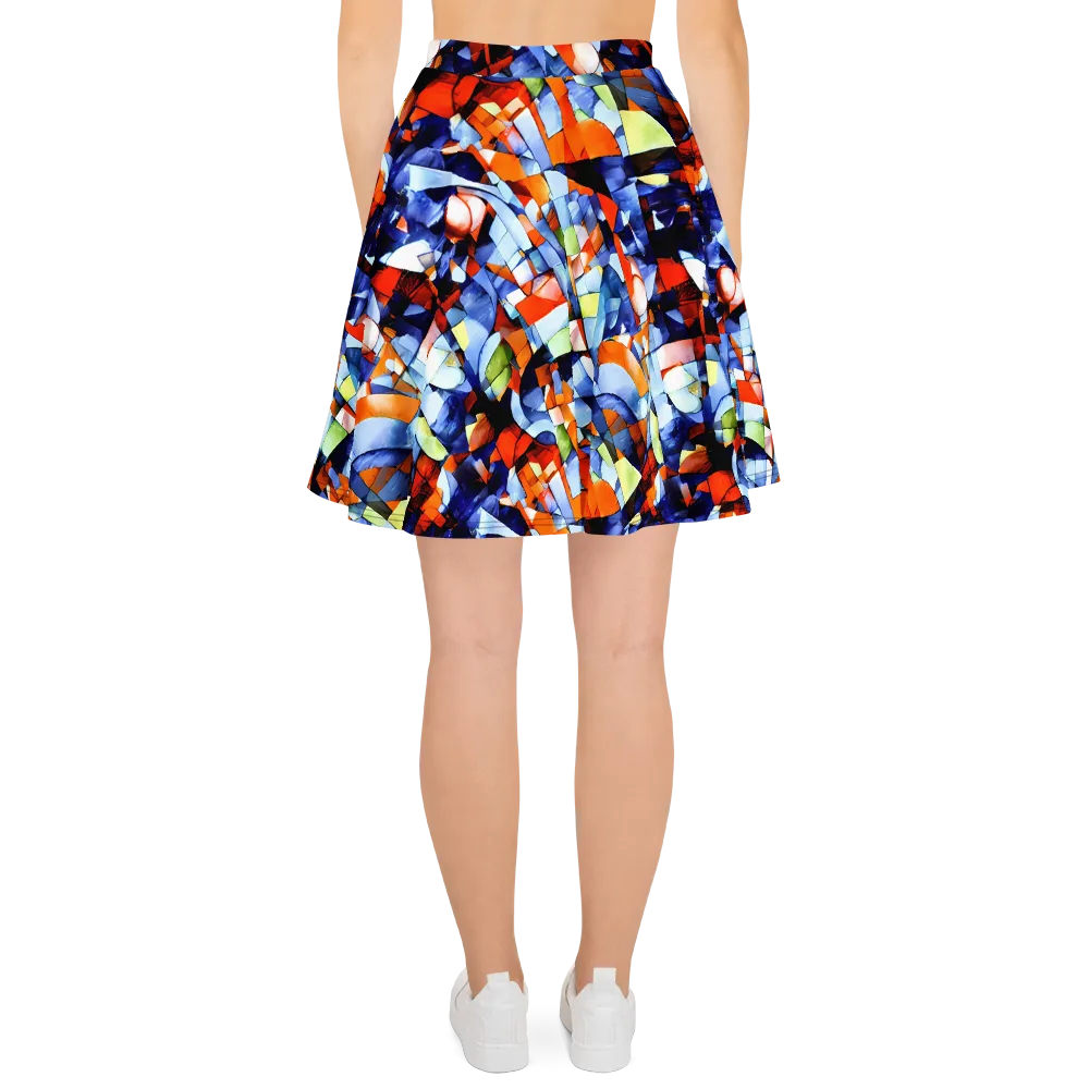 Cubist Current on Skater Skirt — Back