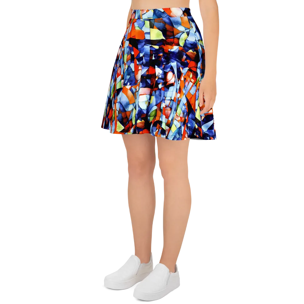Cubist Current on Skater Skirt — Left