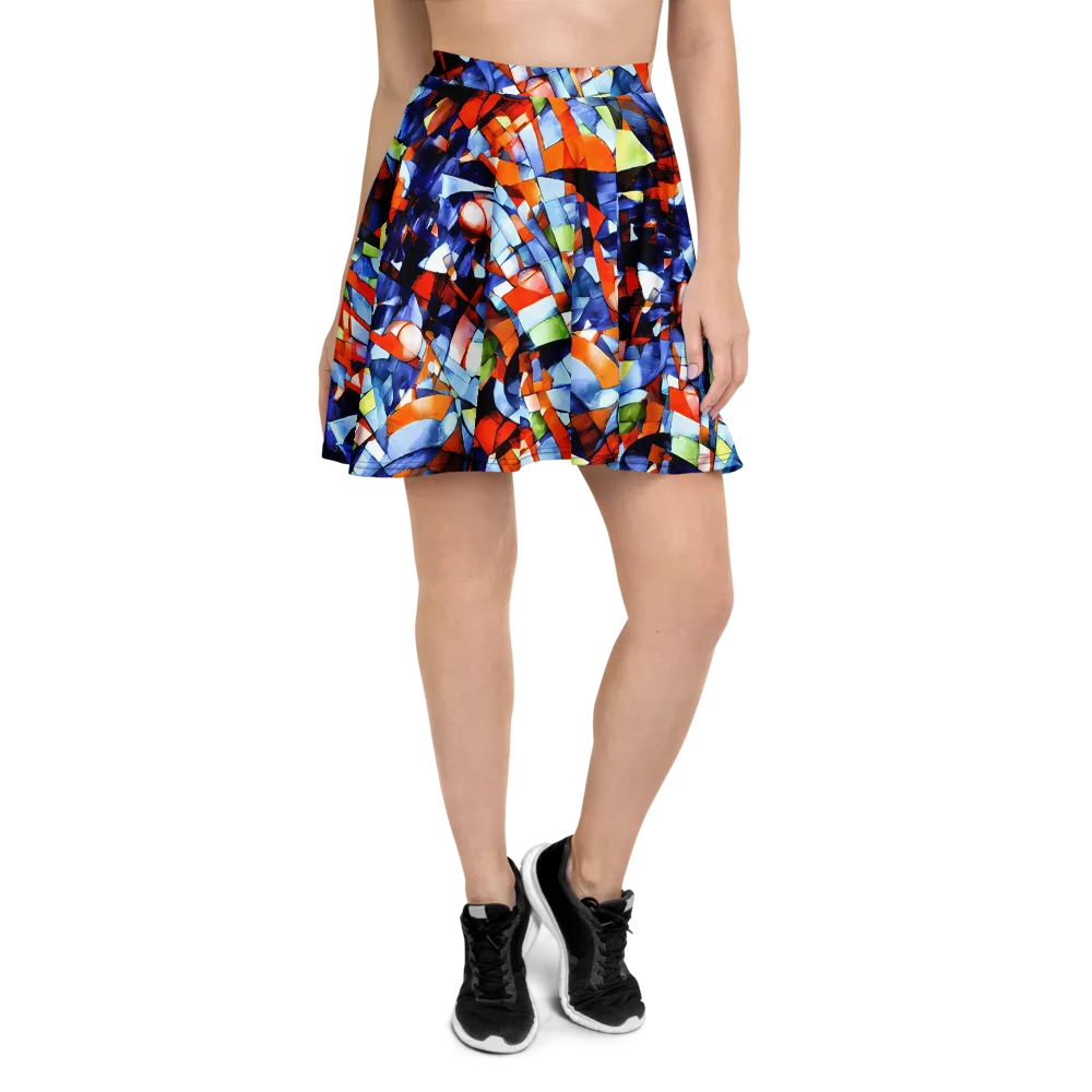 Cubist Current on Skater Skirt — Front