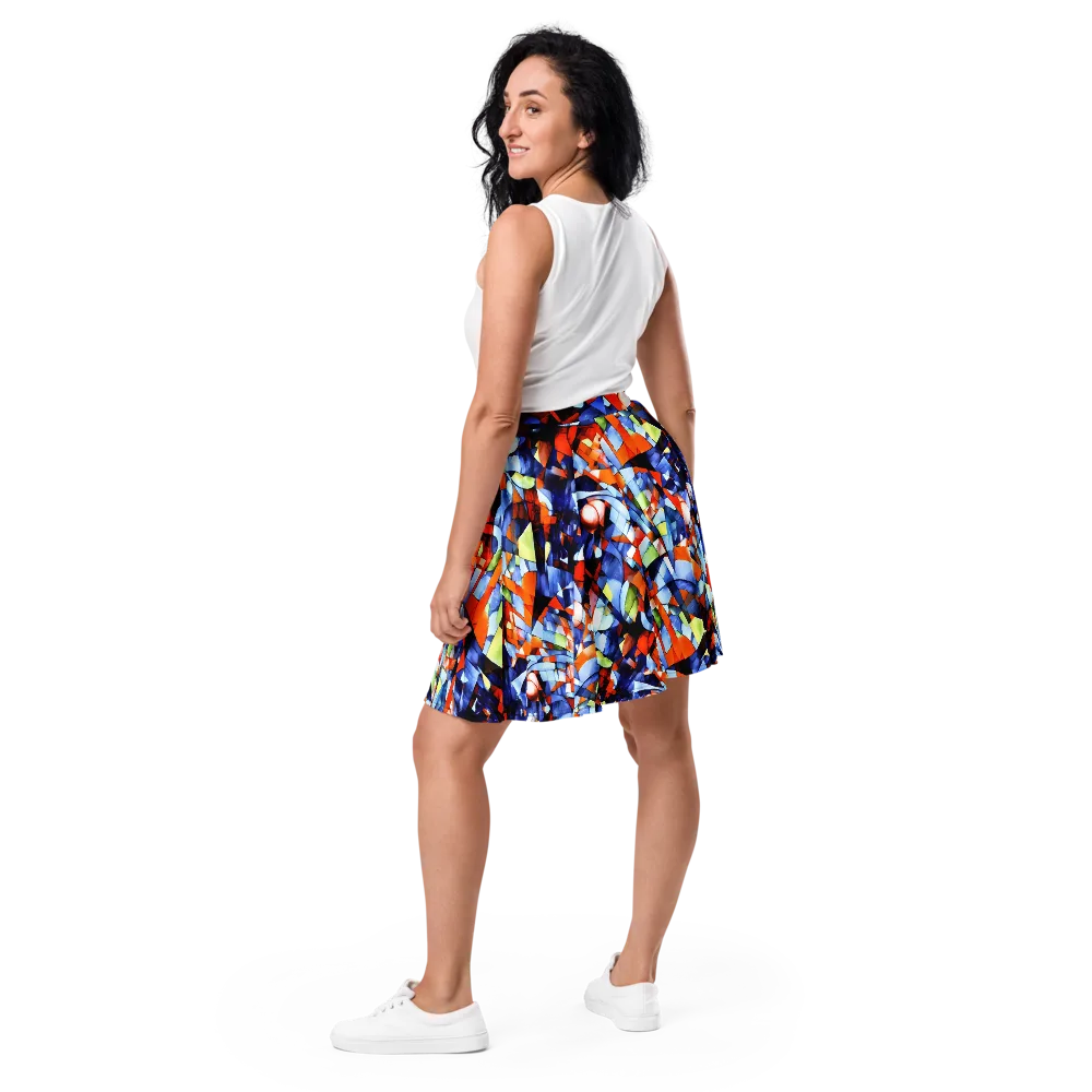 Cubist Current on Skater Skirt — Back
