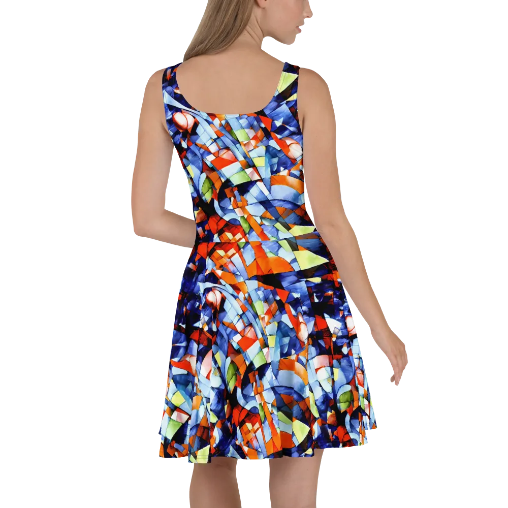 Cubist Current on Skater Dress — Back