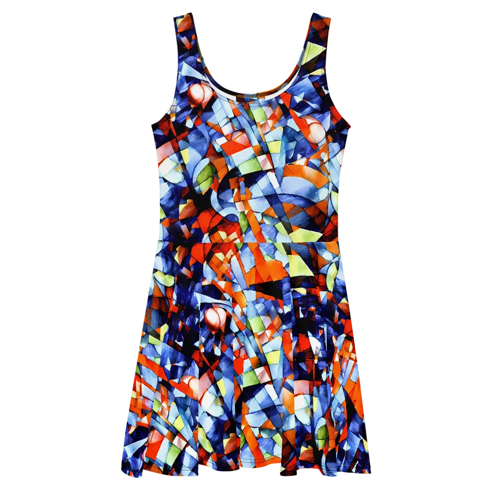 Cubist Current on Skater Dress — Front