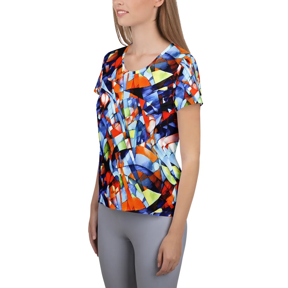 Cubist Current on Women's Athletic T-Shirt — Left