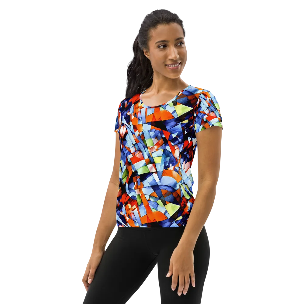 Cubist Current on Women's Athletic T-Shirt — Left