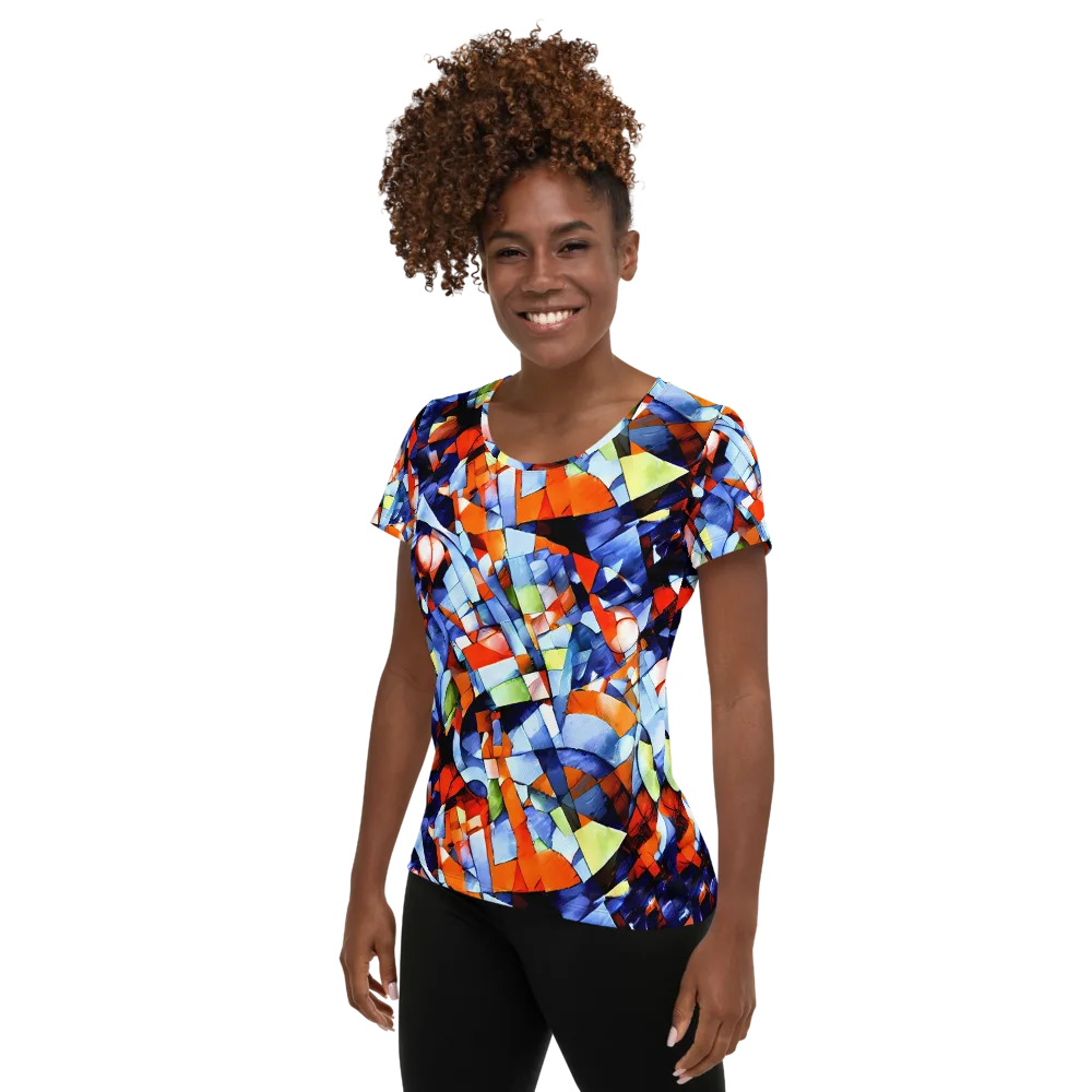 Cubist Current on Women's Athletic T-Shirt — Left