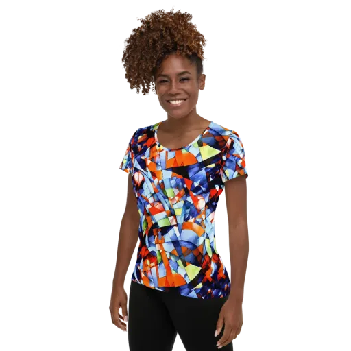 Cubist Current on a Women's Athletic T-Shirt