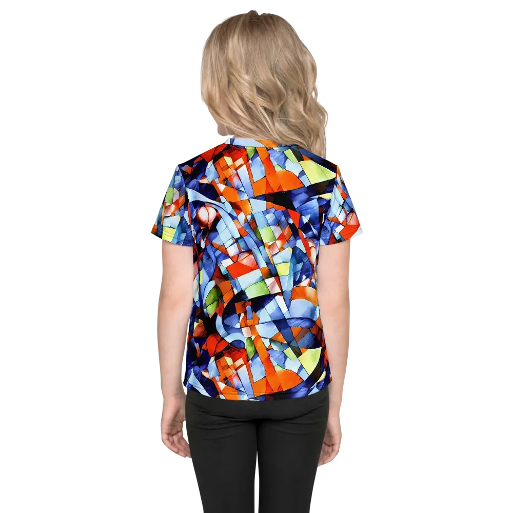 Cubist Current on Kids Crew Neck T-Shirt — Back