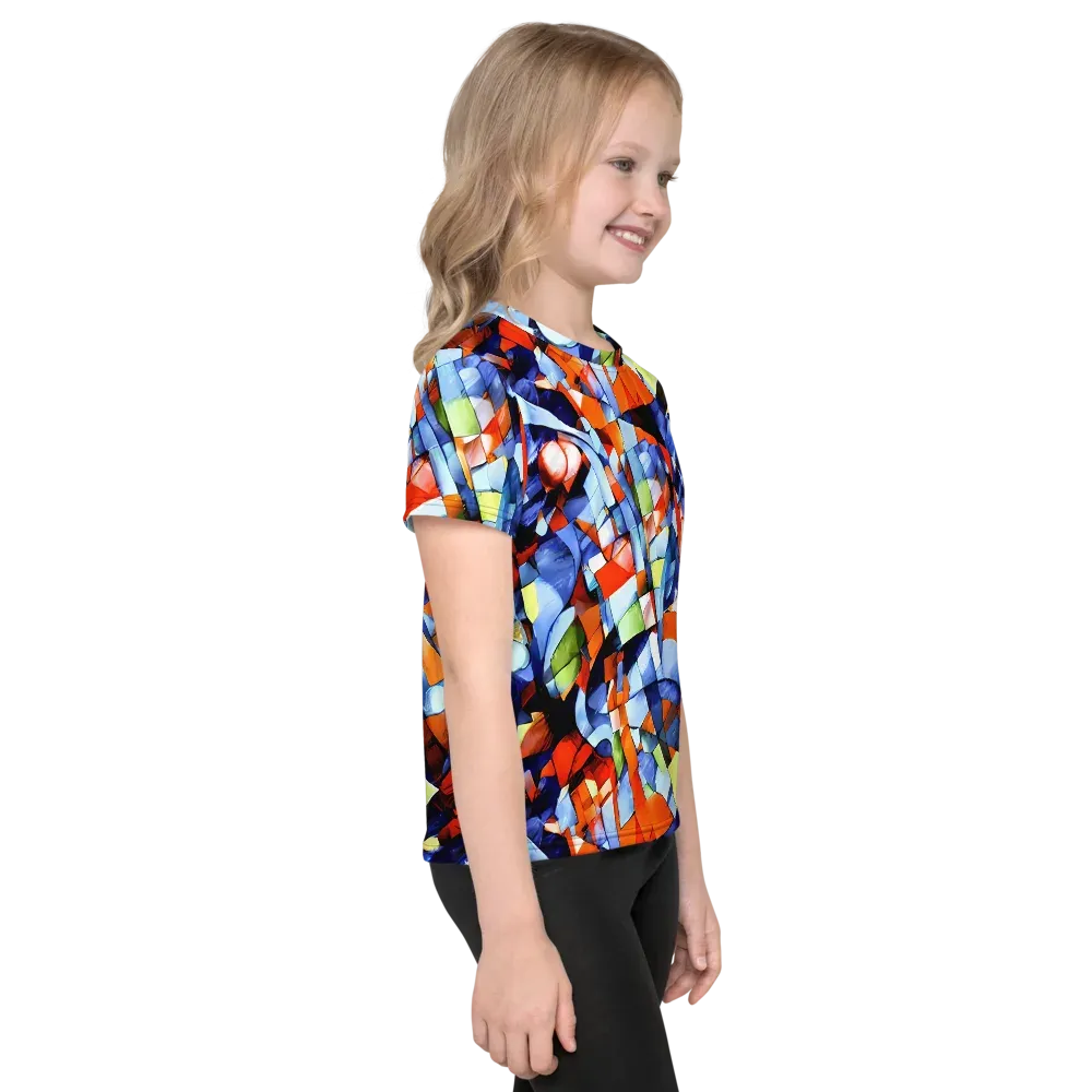 Cubist Current on Kids Crew Neck T-Shirt — Right