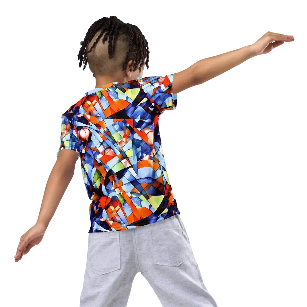 Cubist Current on Kids Crew Neck T-Shirt — Back