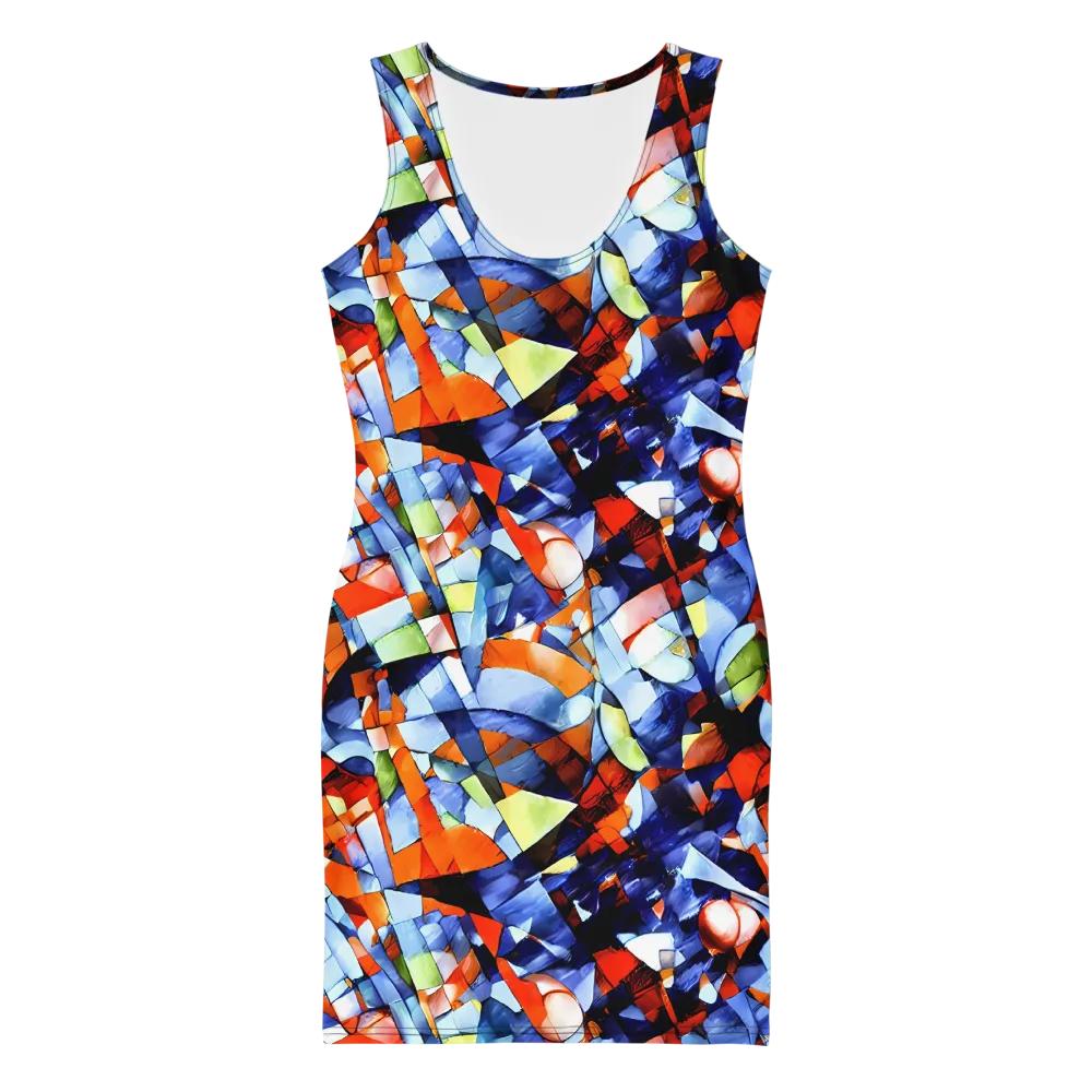 Cubist Current on Bodycon Dress — Front