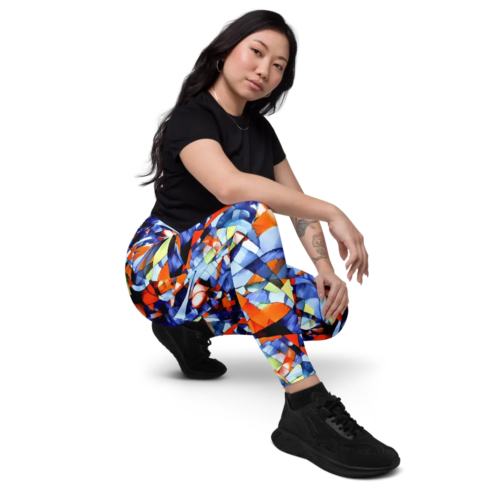 Cubist Current on Leggings with Pockets — Right Front