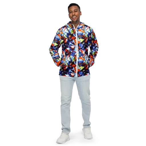 Cubist Current on a Men's Windbreaker
