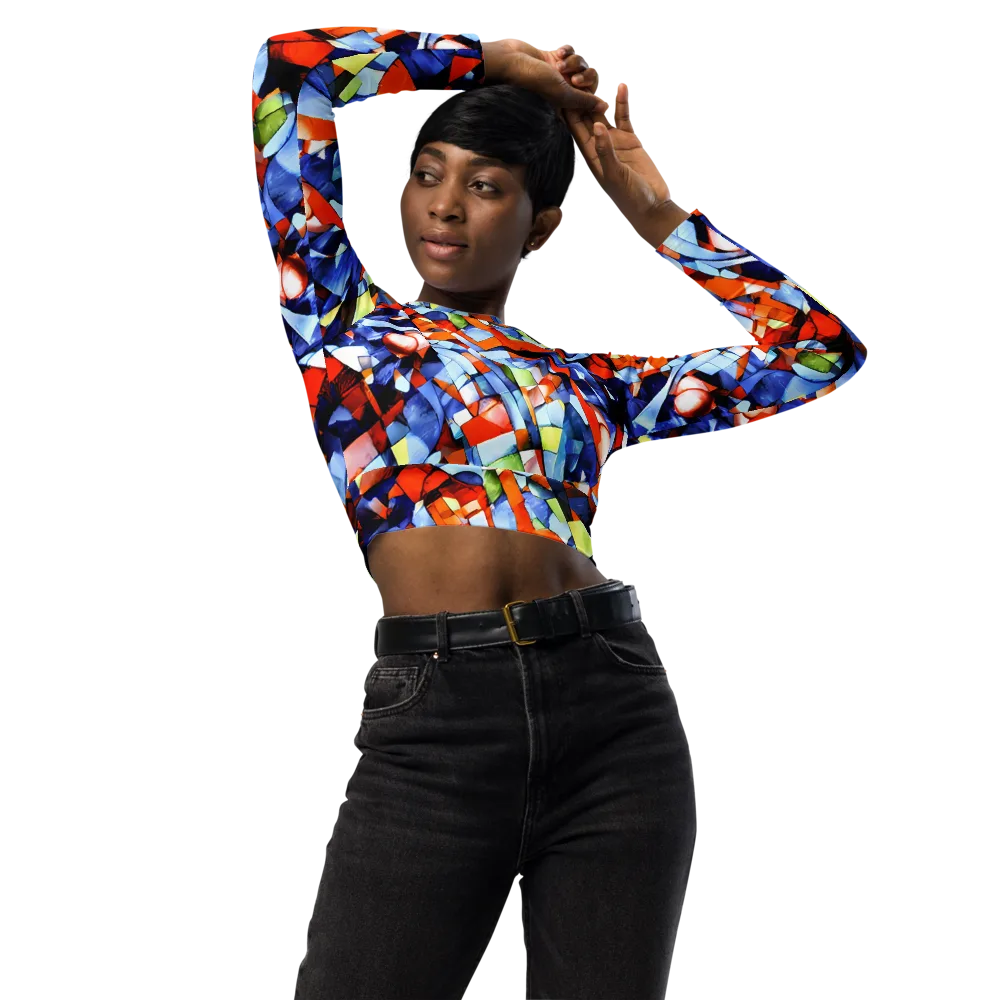 Cubist Current on Long Sleeve Crop Top — Front