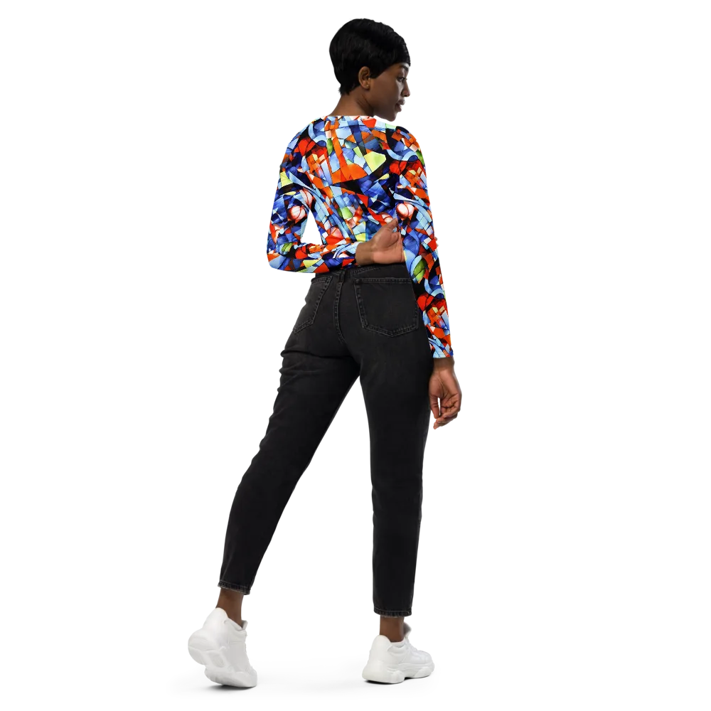 Cubist Current on Long Sleeve Crop Top — Right Back