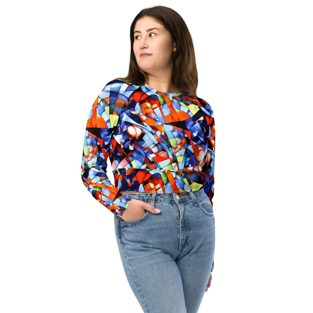Cubist Current on Long Sleeve Crop Top — Front