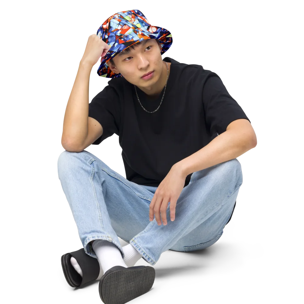 Cubist Current on Reversible Bucket Hat — Front 2 Inside
