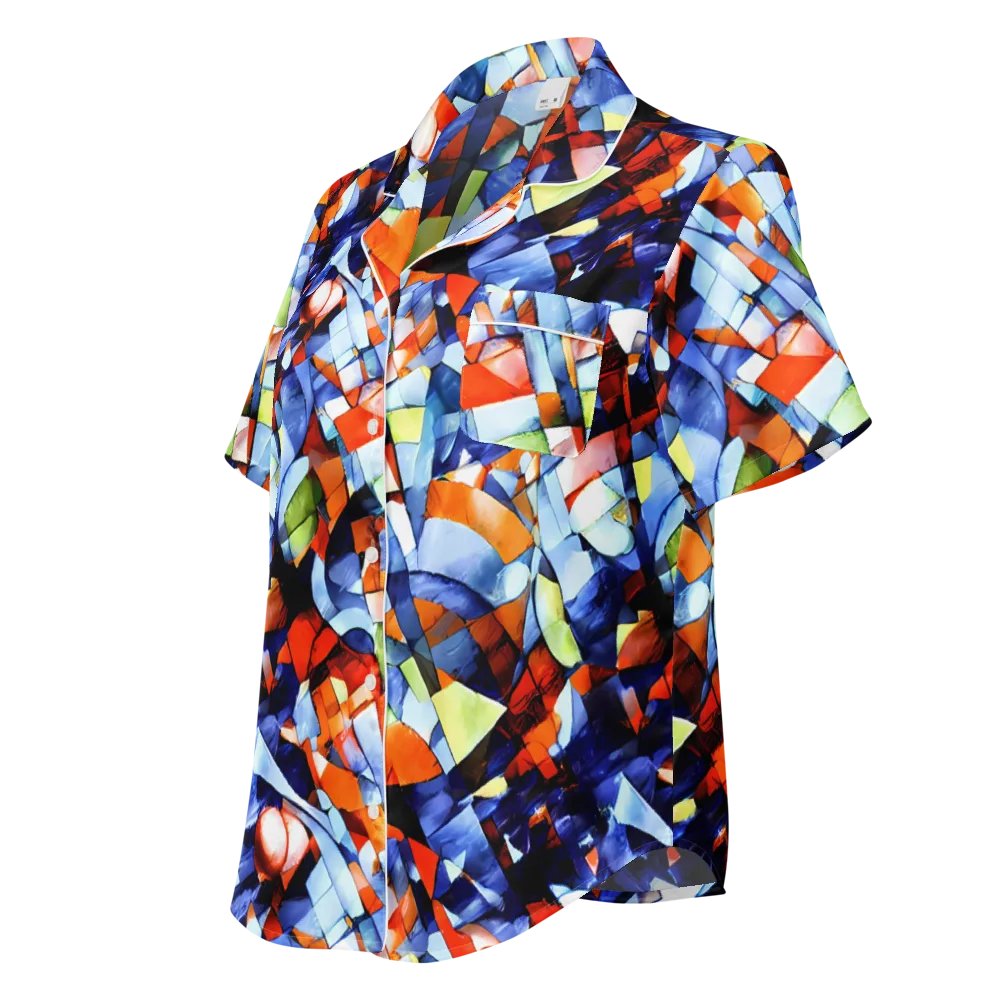 Cubist Current on Women's Short Sleeve Pajama Top — Left Front