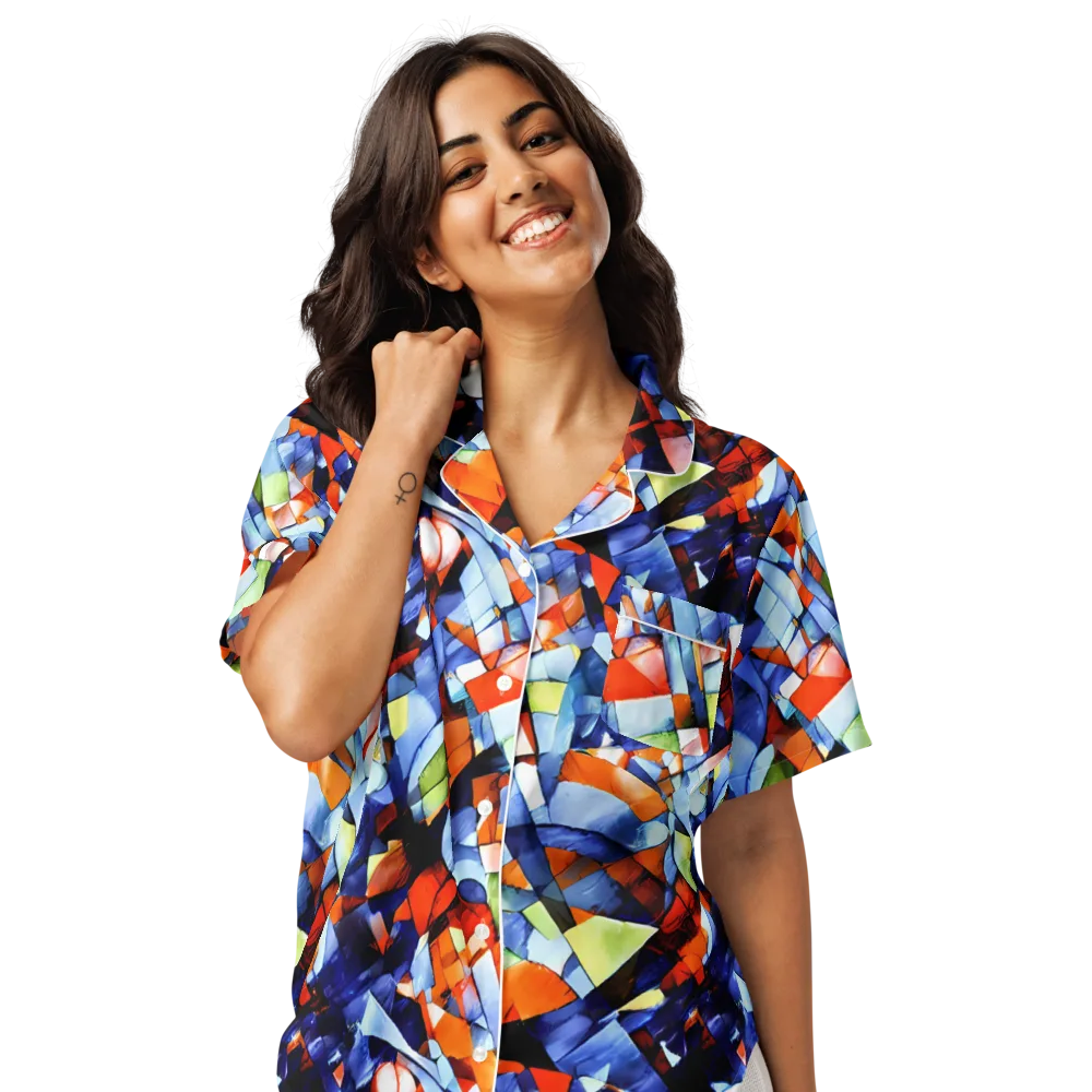 Cubist Current on Women's Short Sleeve Pajama Top — Front