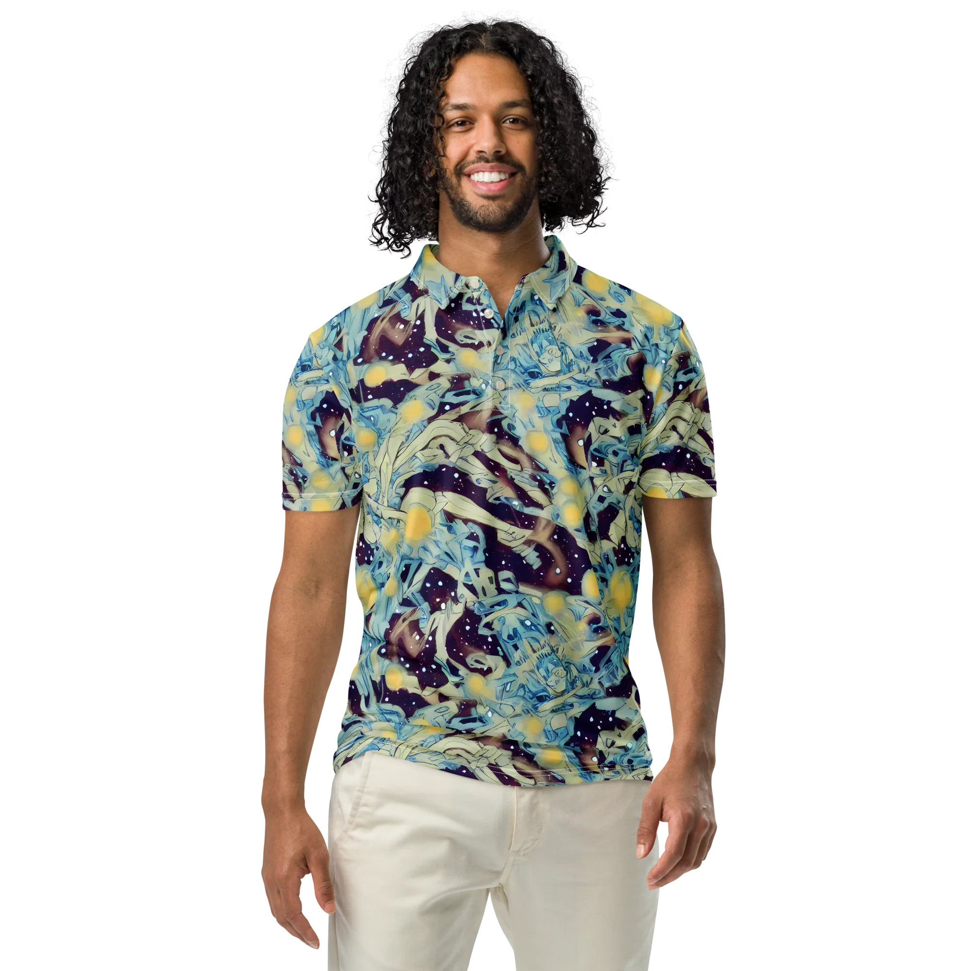 Celestial Fossil on Men's Slim Fit Polo Shirt — Front