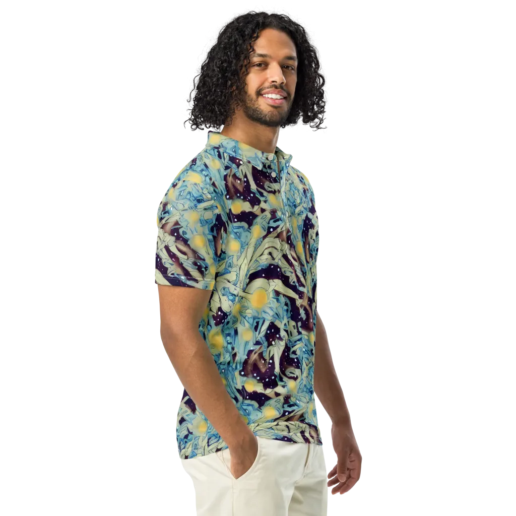 Celestial Fossil on Men's Slim Fit Polo Shirt — Right Front
