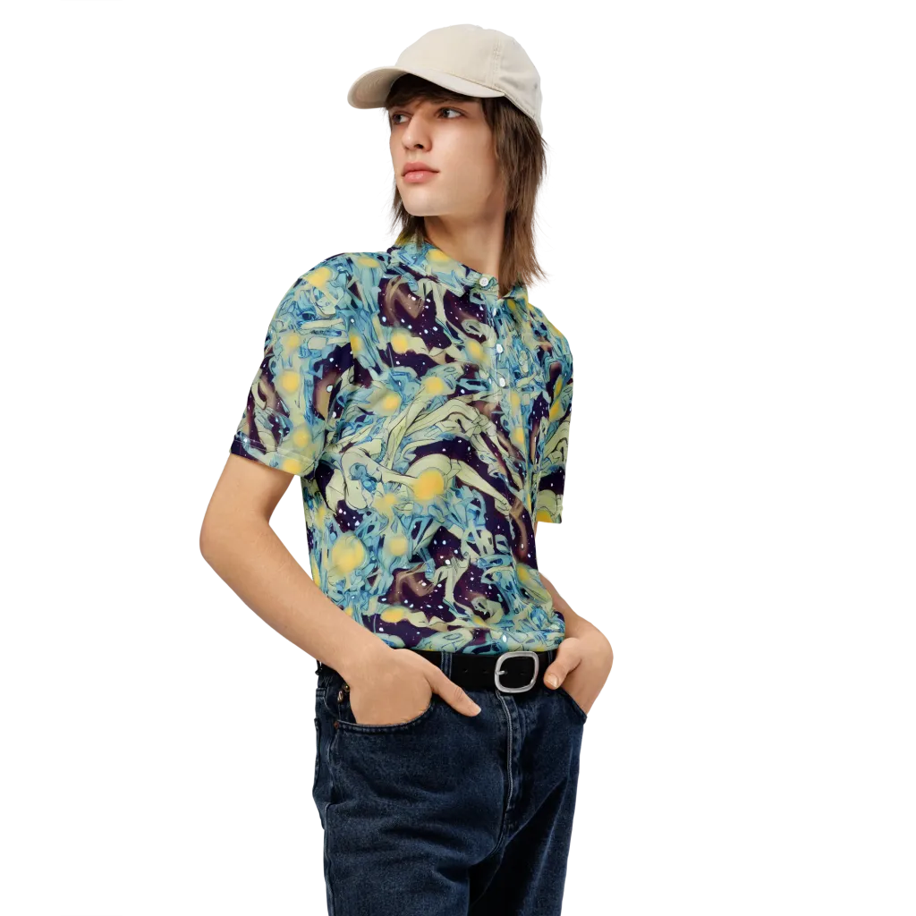 Celestial Fossil on Men's Slim Fit Polo Shirt — Right Front