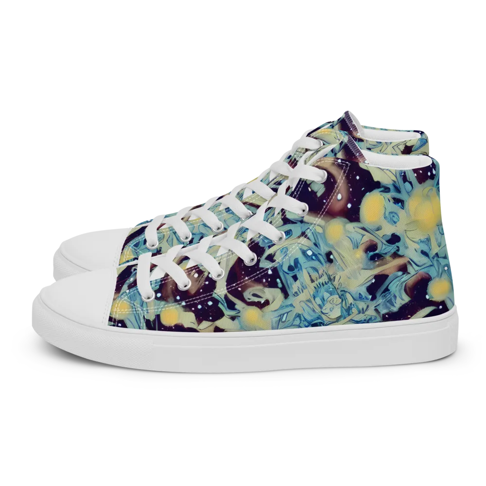 Celestial Fossil on Men's High Top Canvas Shoes — Left