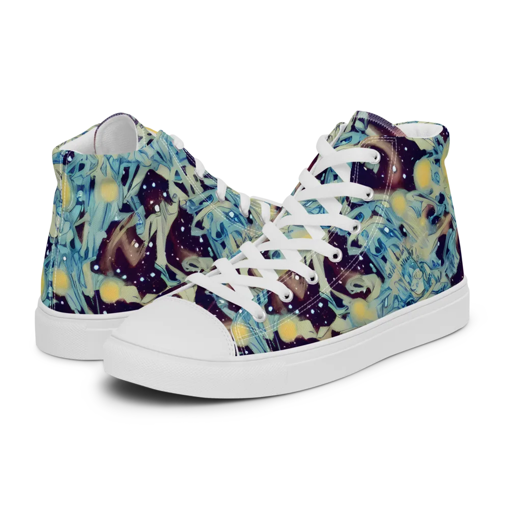 Celestial Fossil on Men's High Top Canvas Shoes — Left