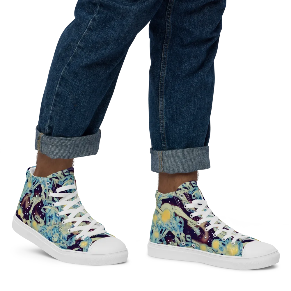 Celestial Fossil on Men's High Top Canvas Shoes — Right