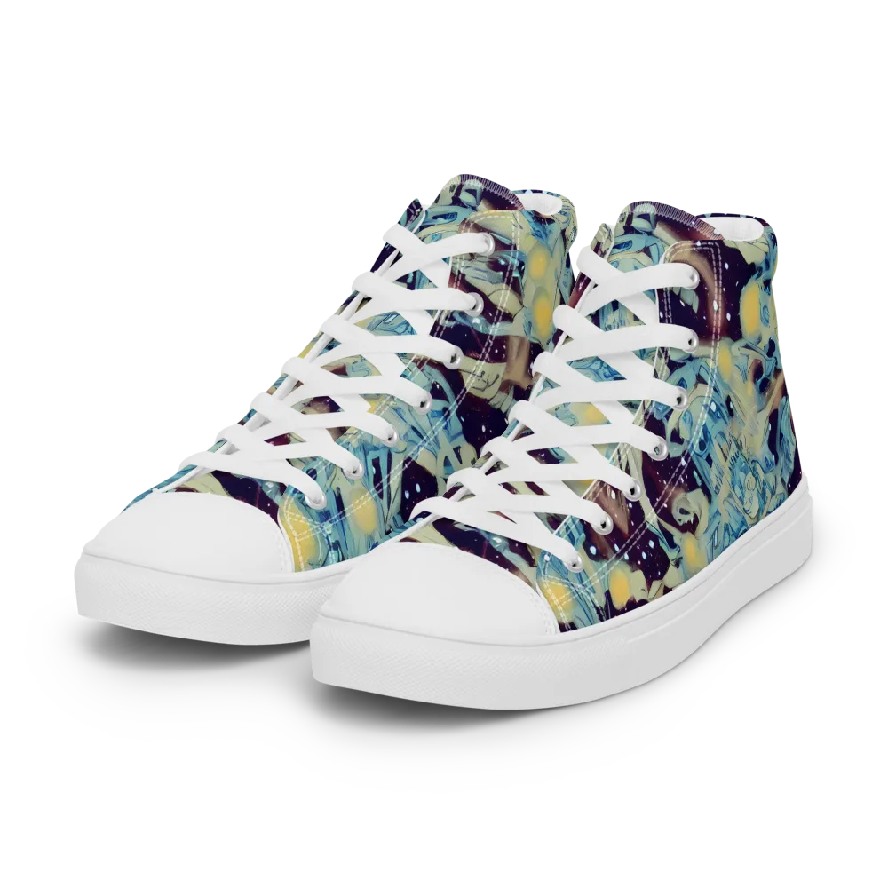 Celestial Fossil on Women's High Top Canvas Shoes — Left Front