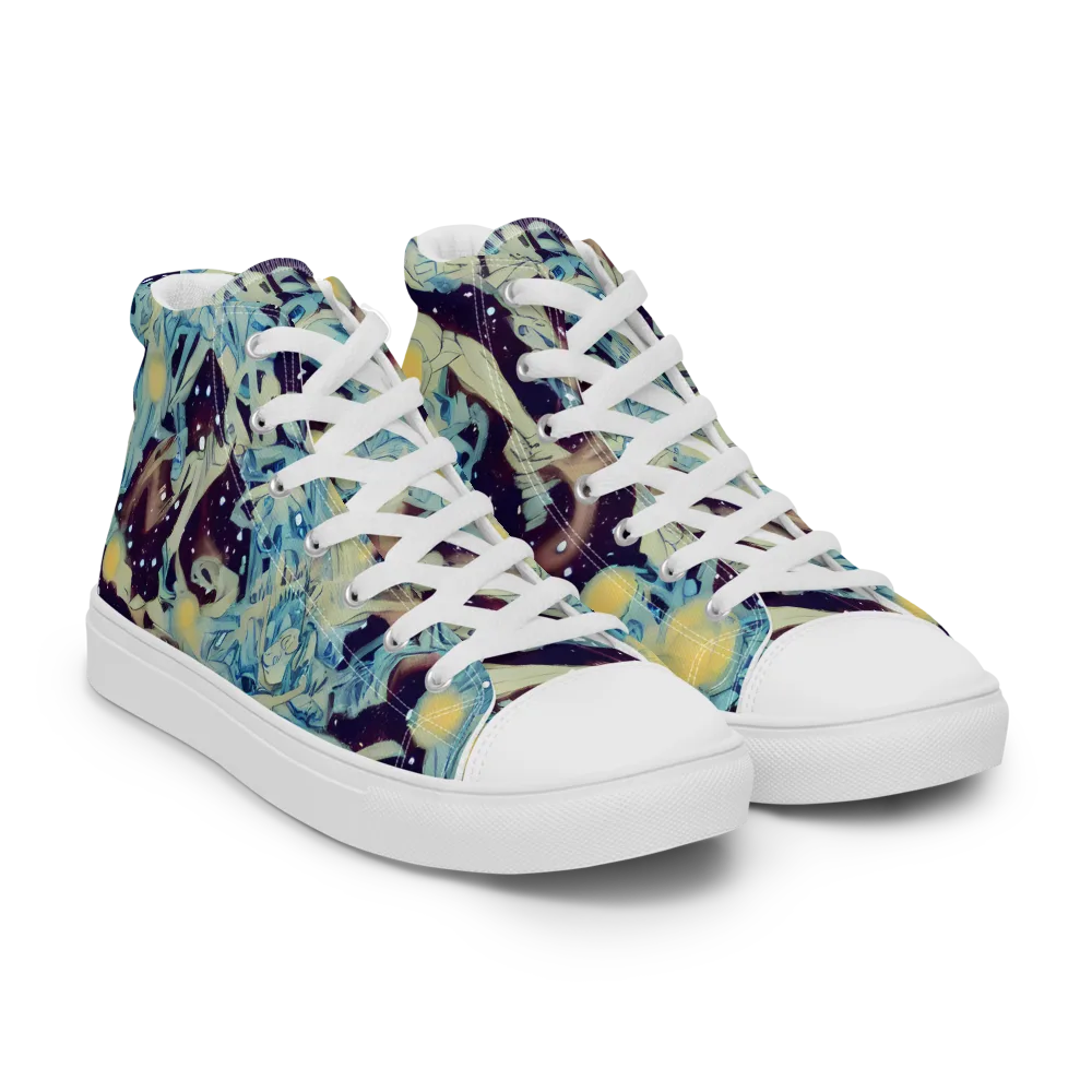 Celestial Fossil on Women's High Top Canvas Shoes — Right Front
