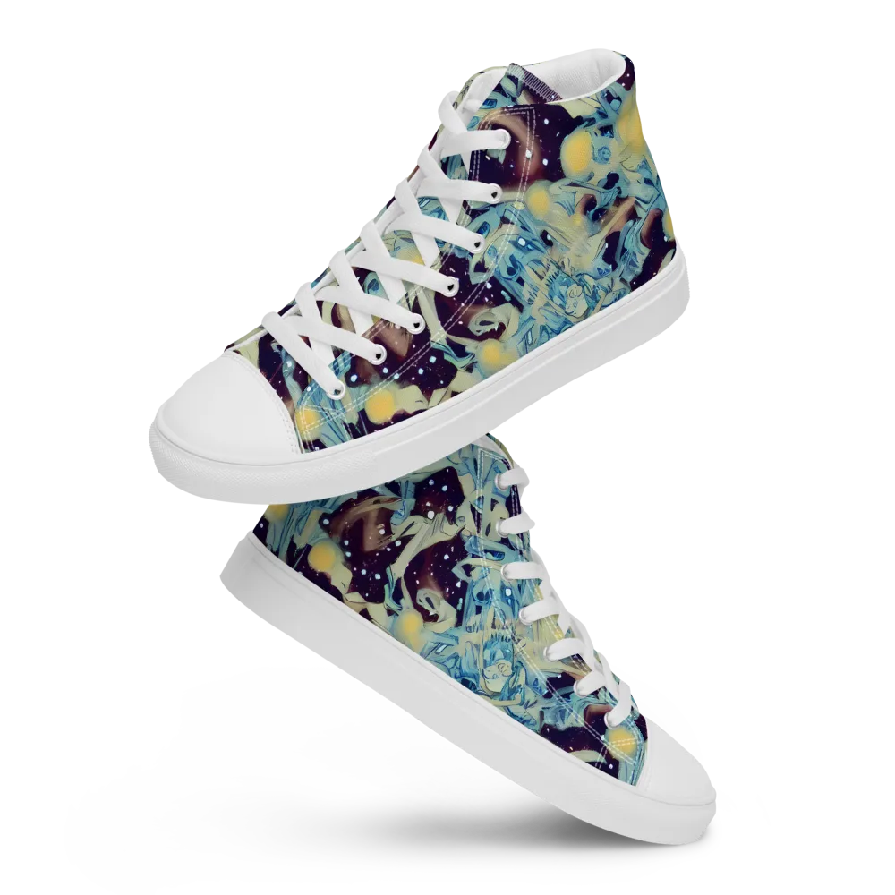 Celestial Fossil on Women's High Top Canvas Shoes — Front