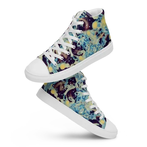 Celestial Fossil on a Women's High Top Canvas Shoes