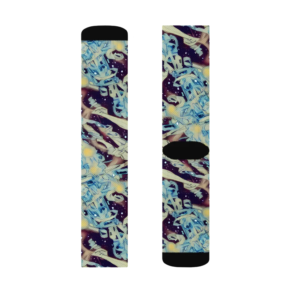 Celestial Fossil on Socks — Left Sock