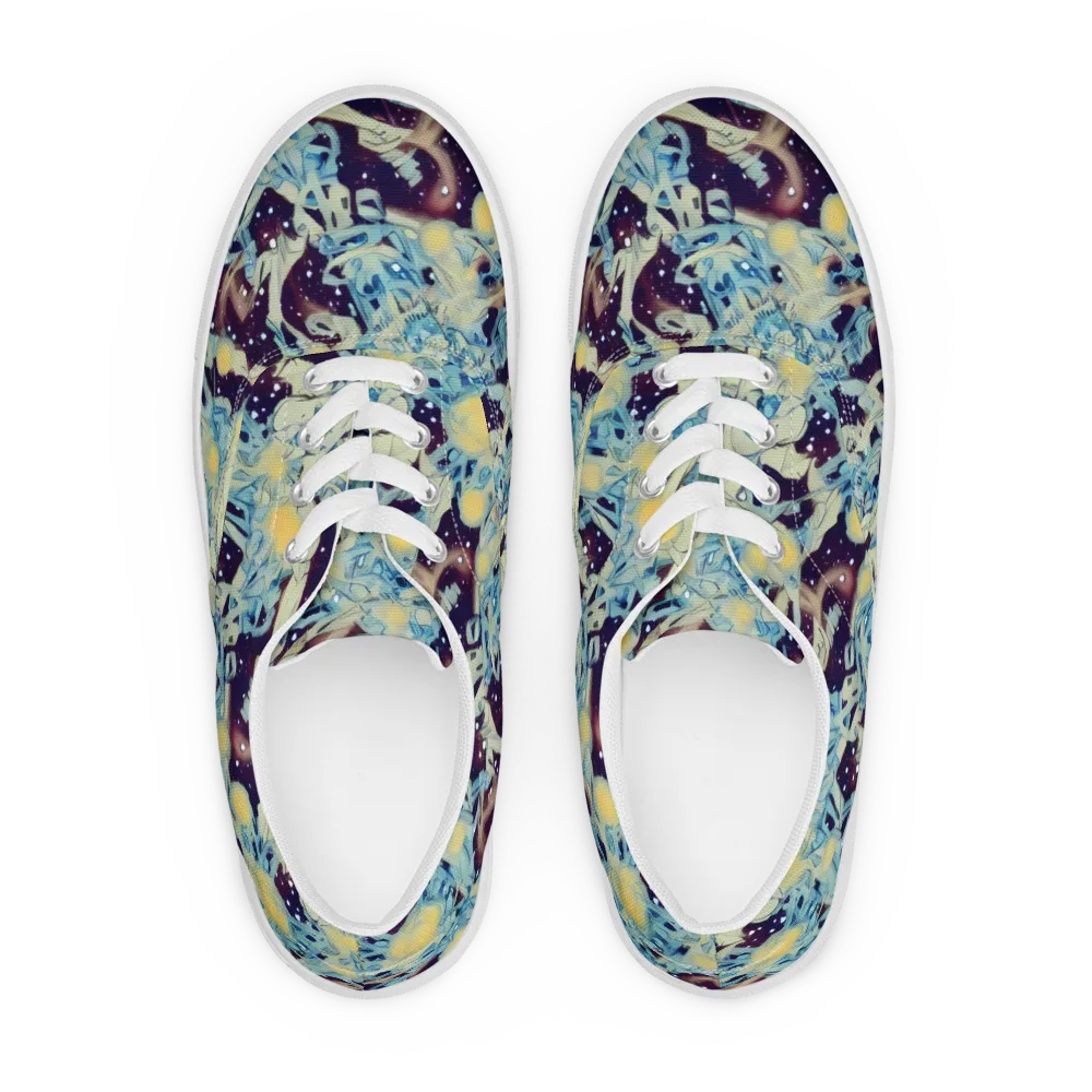 Celestial Fossil on Men's Lace-Up Canvas Shoes — Front