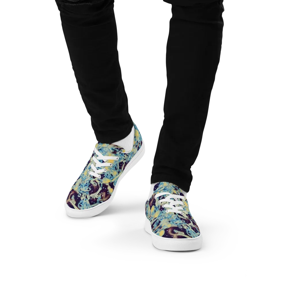 Celestial Fossil on Men's Lace-Up Canvas Shoes — Front