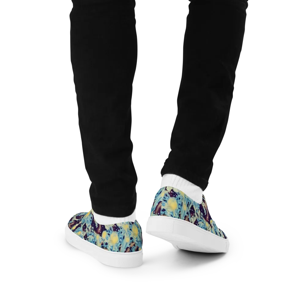 Celestial Fossil on Men's Lace-Up Canvas Shoes — Back