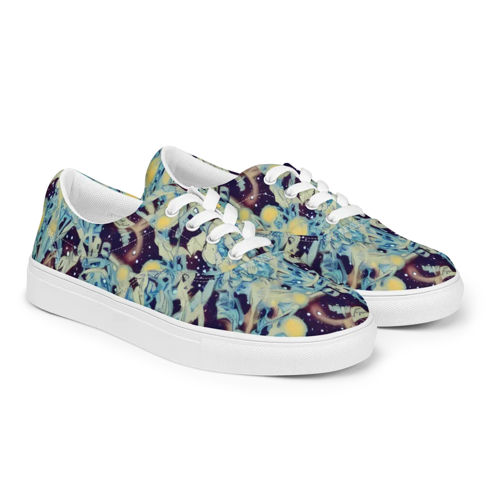 Celestial Fossil on Men's Lace-Up Canvas Shoes — Right Front