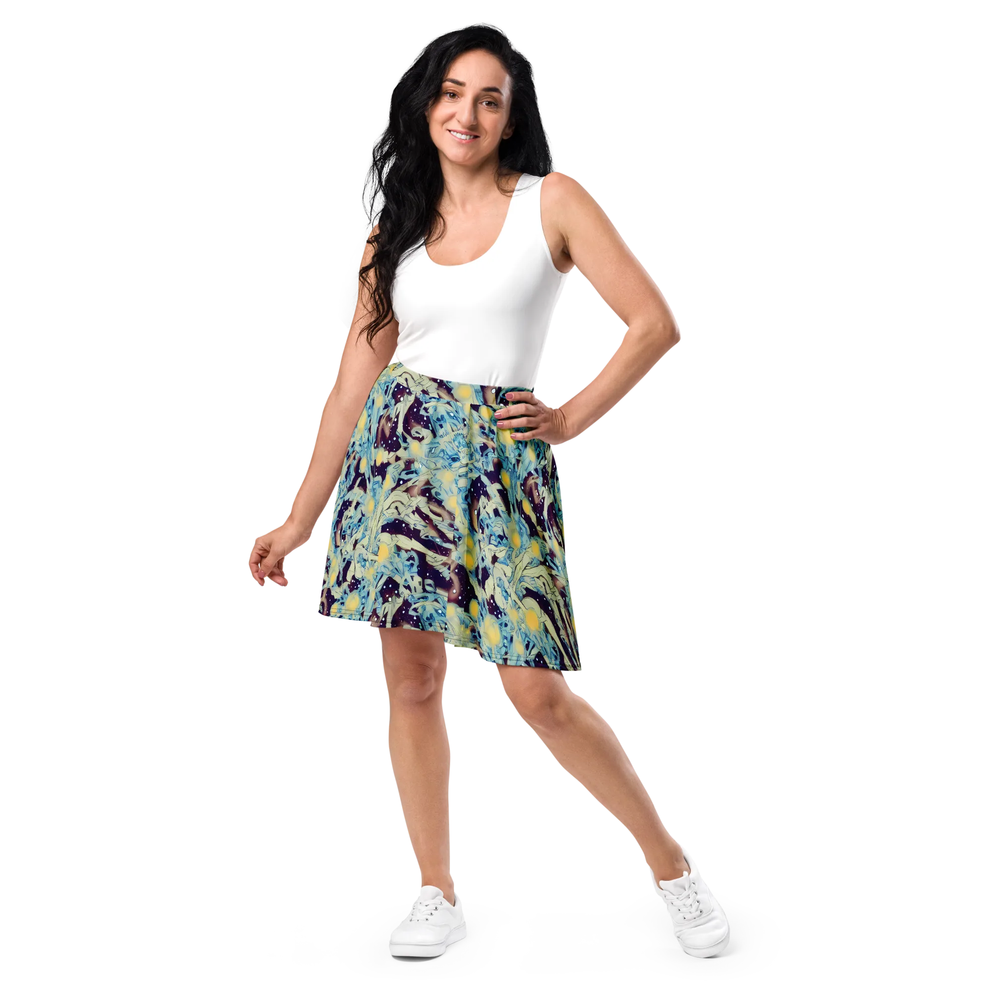 Celestial Fossil on Skater Skirt — Front