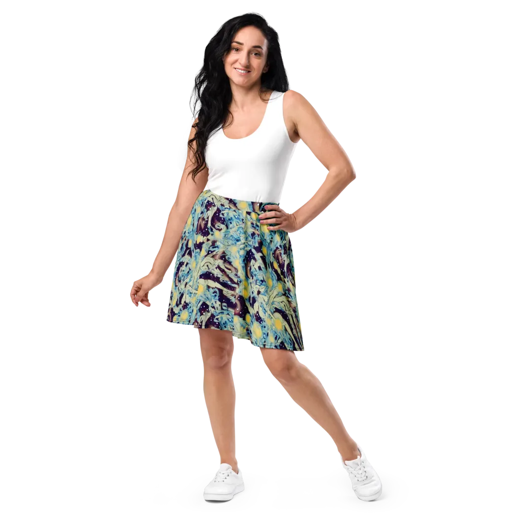 Celestial Fossil on Skater Skirt — Front