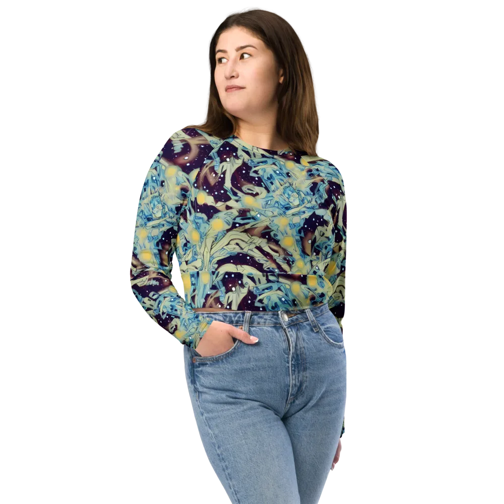 Celestial Fossil on Long Sleeve Crop Top — Front