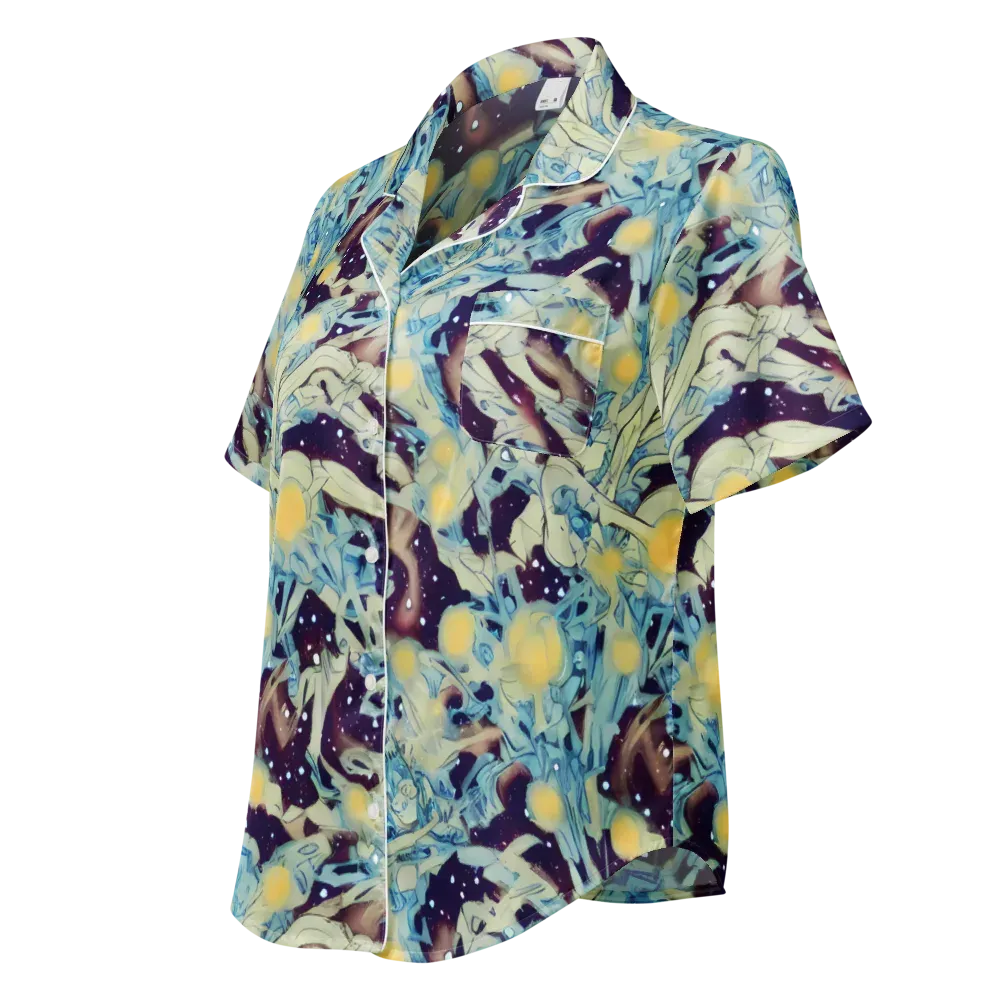 Celestial Fossil on Women's Short Sleeve Pajama Top — Left Front