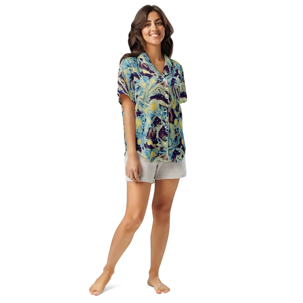 Celestial Fossil on Women's Short Sleeve Pajama Top — Front