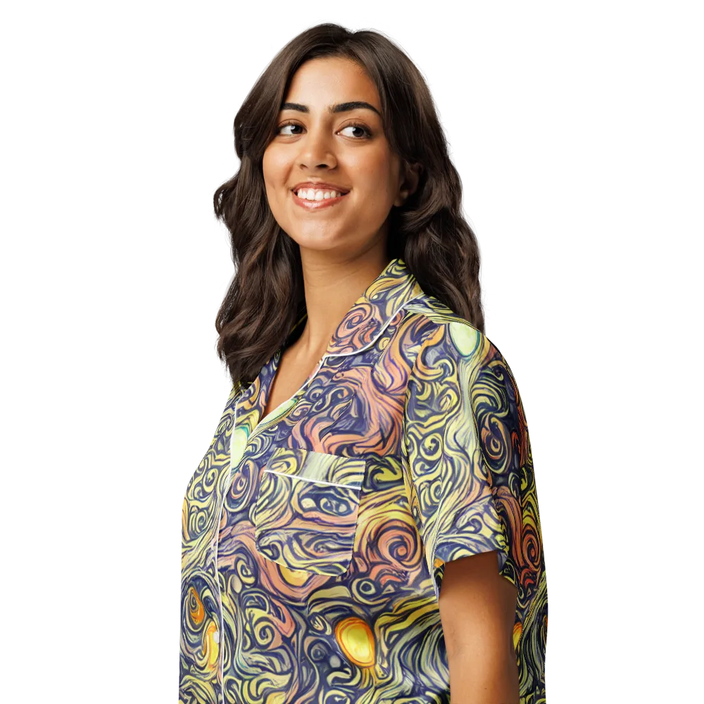 Citron Maelstrom on Women's Short Sleeve Pajama Top — Left Front