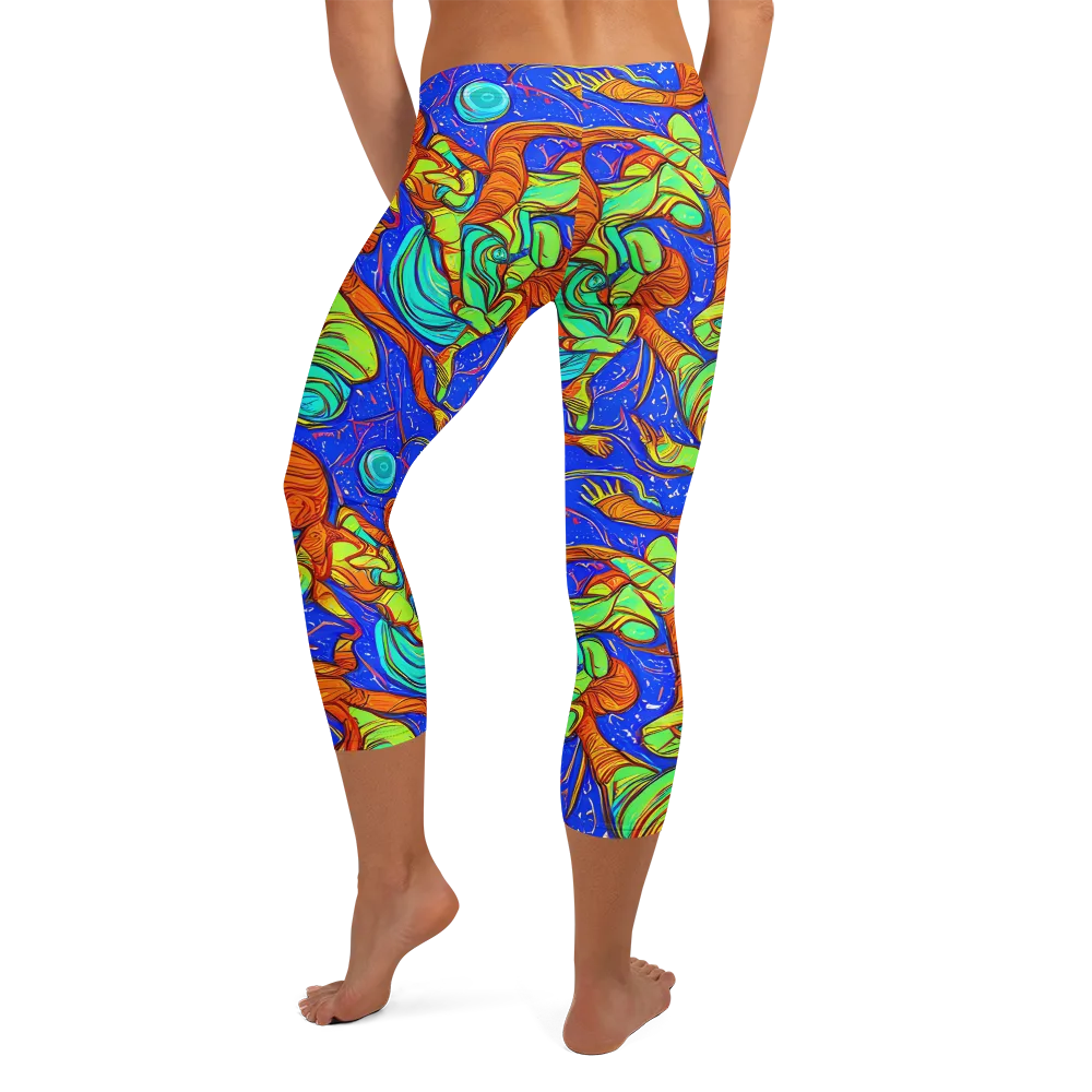 Kinetic Tropics on Capri Leggings — Back
