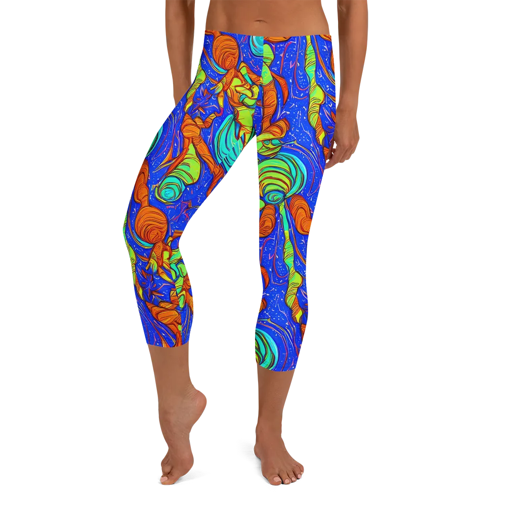 Kinetic Tropics on Capri Leggings — Front