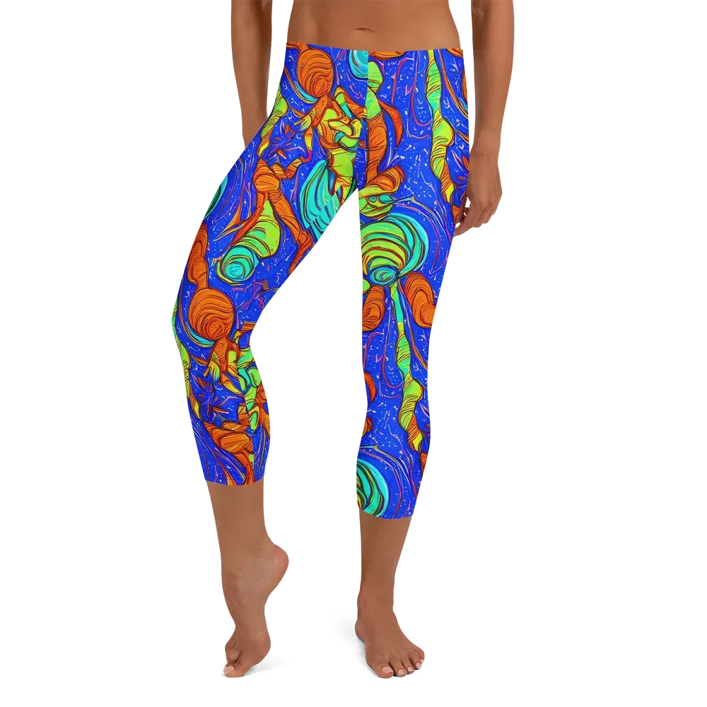 Kinetic Tropics on Capri Leggings — Front