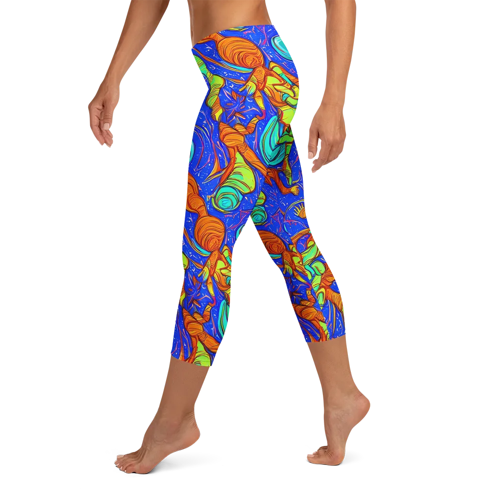 Kinetic Tropics on Capri Leggings — Left