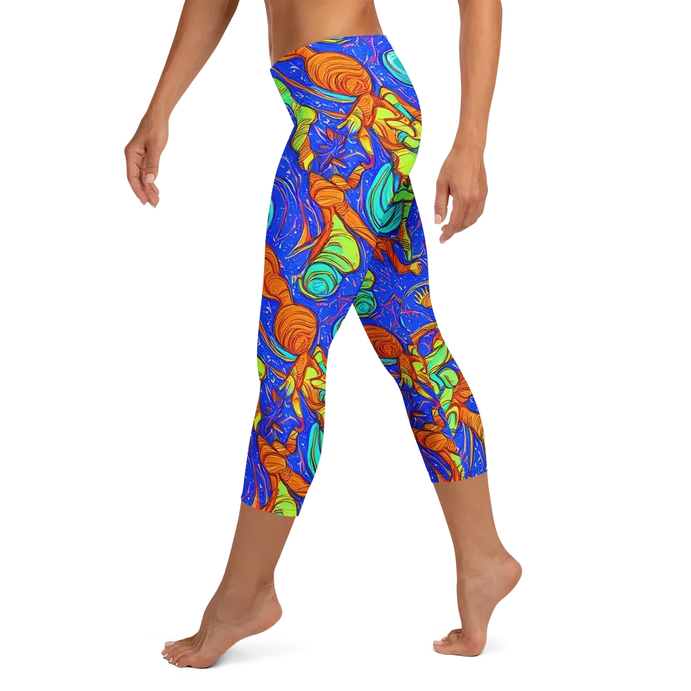 Kinetic Tropics on Capri Leggings — Left