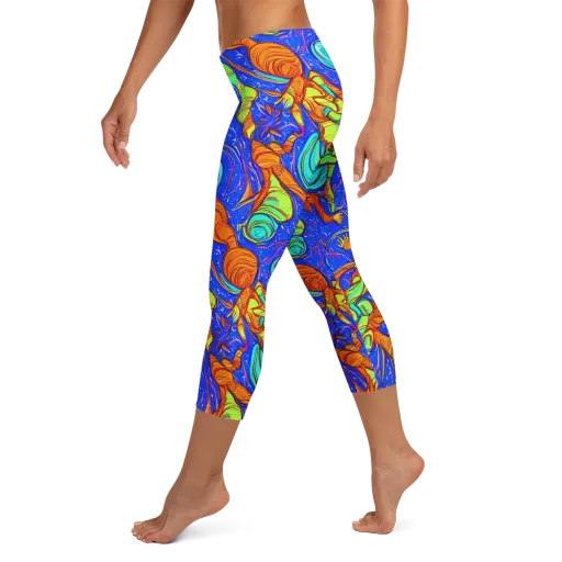 Kinetic Tropics on a Capri Leggings